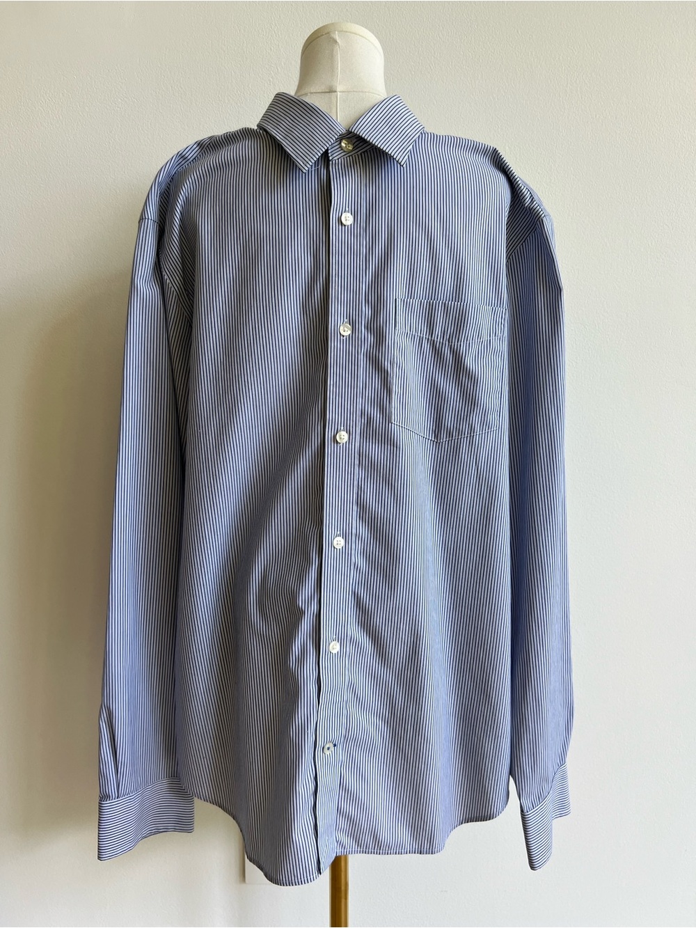 Gap Men’s Non-Iron Blue White Stripe Oxford Shirt 100% Cotton Business Size XL